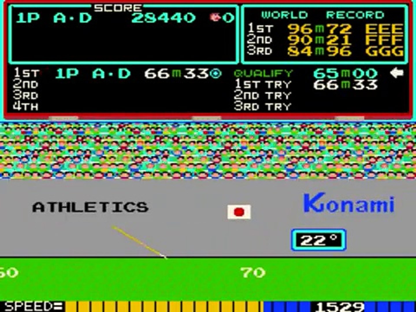 Konamis Track & Field arcade gameplay