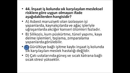 18 Ağustos 2013 İşyeri Hekimliği Sınav Çözümü Bölüm 2