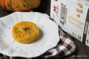 Tortino di couscous di ceci con zucca e pancetta