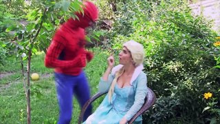Spiderman Attacks GIANT Spider! w/ Frozen Elsa, Joker, Spider Girl, - Disney Princess
