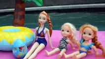 Anna and Elsa Toddlers Swimming Pool Surprise IRL Lightening Storm Barbie Dory Frozen Floaties Toys
