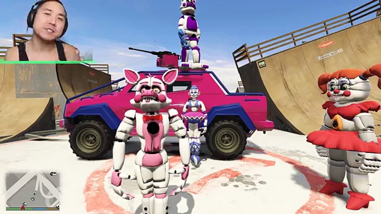 ANIMATRONICS STUNT OFF 100% IMPOSSIBLE RAMPS (GTA 5 Mods FNAF Funny Moments)