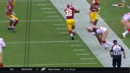 Perine shakes Brock Coyle along sideline to extend 16-yard gain