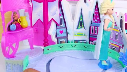 Disney Frozen Queen Elsas Winter Play Ice Skating Rink Playset with Mini Barbie Skate Doll Toy Vid