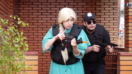 Joker vs SWAT Police or Frozen Elsa vs Joker spiderman Paw Patrol Maleficent Minion in real life