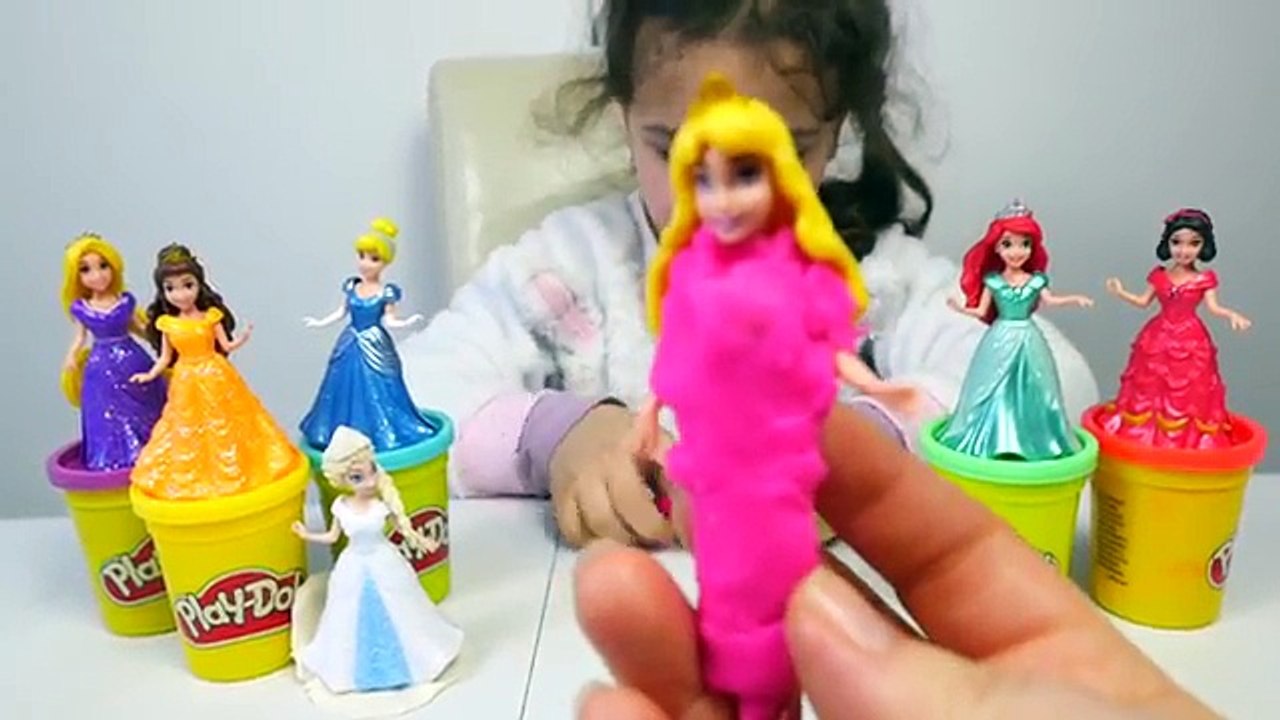 Play Doh Clay Disney Princess Dresses - Kids Learn Colors with Toys