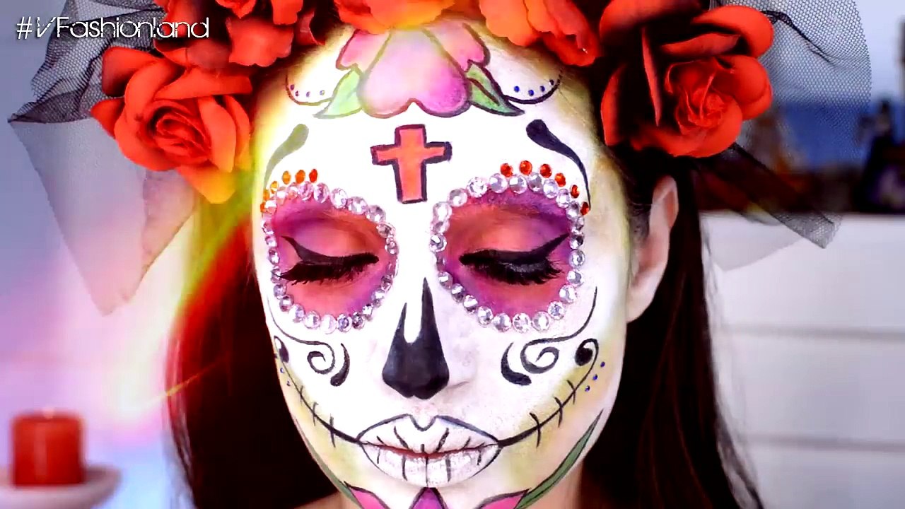 Catrina, Calavera mexicana Maquillaje Día Muertos Glitter Mexico Halloween Makeup─影片
