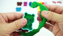 Learn Colors Play Dough Modelling Clay with Elephant Bear and Rabbit Molds