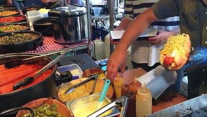 EPIC American Hot Dog with SHREDDED BEEF & GRILLED CHEESE - Brazilian Twist - LONDON STREET FOOD