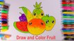 Drawing Fruits by Water Colors for Learning Colors and Coloring Pages Animals