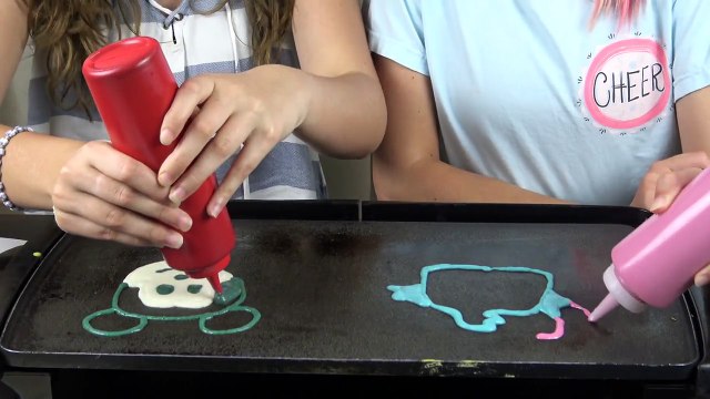 PANCAKE ART CHALLENGE 2 || DISNEY EMOJI BLITZ || Taylor and Vanessa