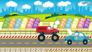 The Blue Police Car Chase in the City | Construction Trucks & Service Vehicles Cartoons for children