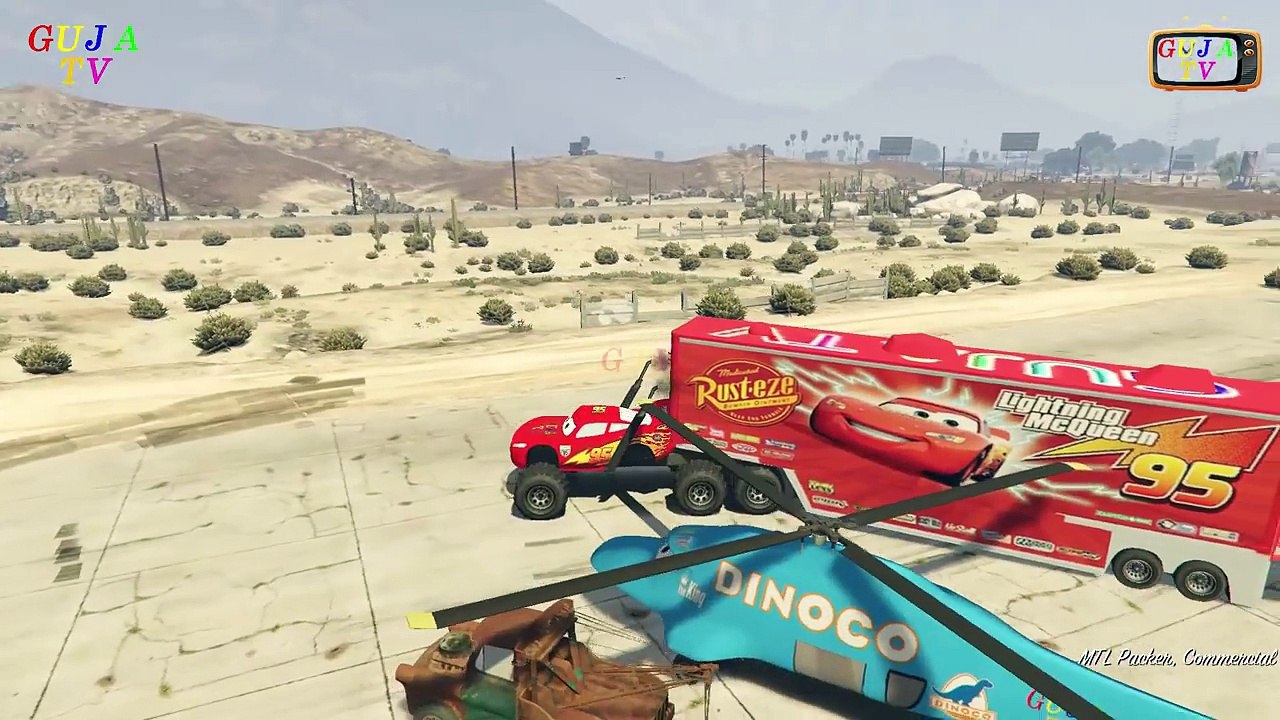 Disney Pixar Cars Lightning McQueen Truck Dinoco Helicopter Tow Mater and Spiderman (Nursery Rhymes)