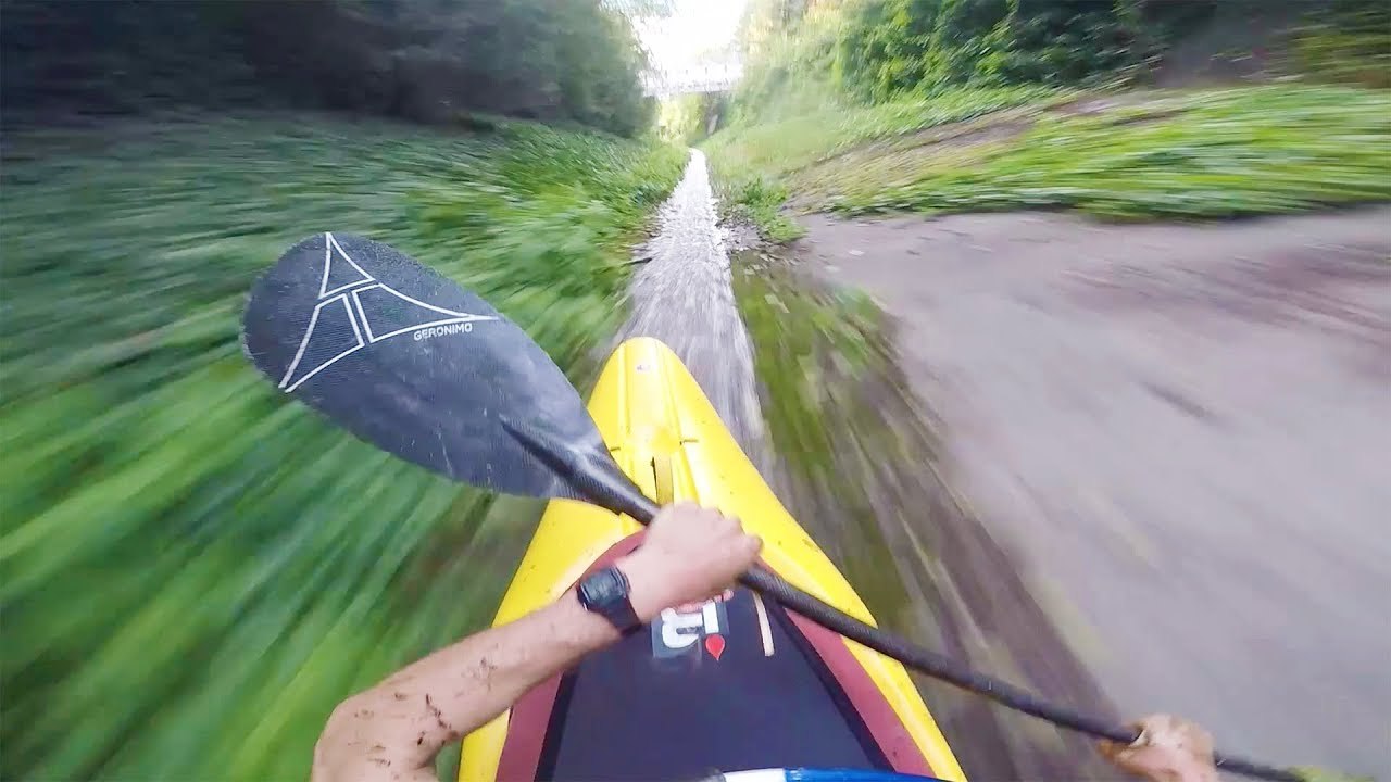 Straight down the fast lane on a kayak.