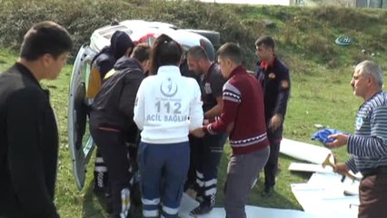 Virajı Alamayan Araç Tarlaya Uçtu: 1 Yaralı