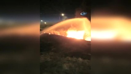 Devrilen Asfalt Yüklü Tır Alev Aldı...o Anlar Kamerada