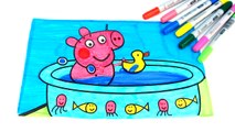 Little Baby Alexander Bathing In The Tub Peppa Pig Coloring Book Pages with Colored Markers