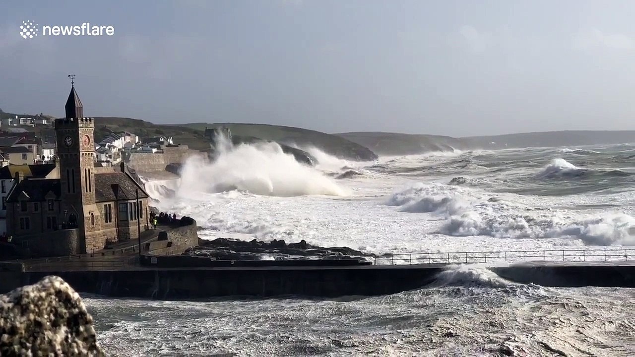 Massive waves batter Cornwall's Porthleven