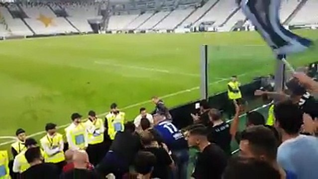 BUFFON SOTTO LA CURVA DEI LAZIALI - JUVENTUS-LAZIO 1-2