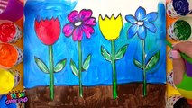 Çocuklar ve Boya Çiçekleri İçin Renk Öğrenin Boyama Sayfası