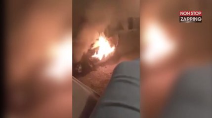 Après une dispute conjugale, une femme met le feu à son canapé (Vidéo)