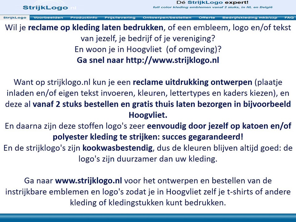 Reclame kleding bedrukken Hoogvliet