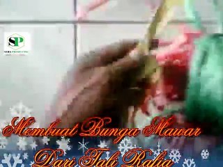 Membuat bunga mawar dari rafia