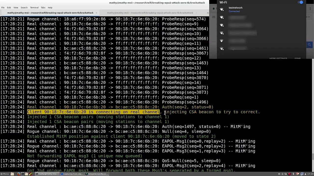Demonstração do ataque da "Krack" em um aparelho Android