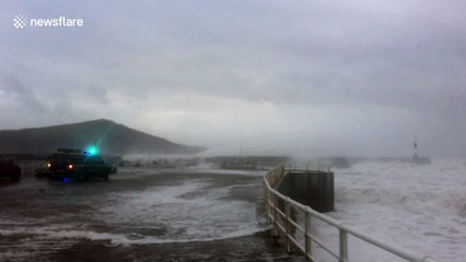 Huge waves batter Wales coastline