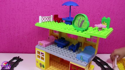 Peppa Pig House and Train Station Building - Peppa Pig Toys Videos For Kids