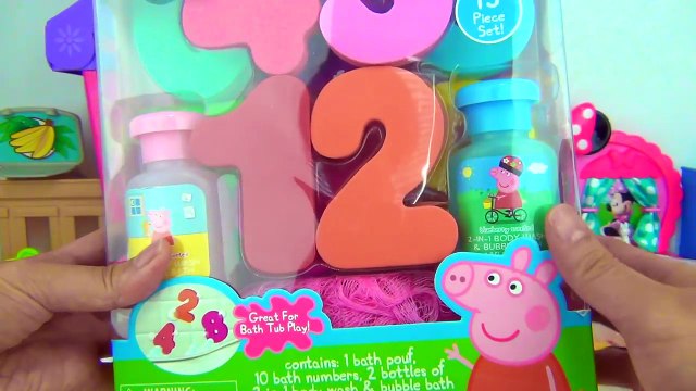 PEPPA PIG Bath Time Tub Sets, Body Wash, Scrub Hand Mitt, Coloring Book Crayons, Foam Numbers / TUYC