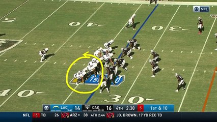 Los Angeles Chargers running back Melvin Gordon hurdles Reggie Nelson on first-down run