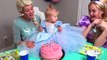 BABY ELSA Birthday Party!! Disney Princesses and Frozen Elsa w/ Spiderman vs Balloons & Giant Candy