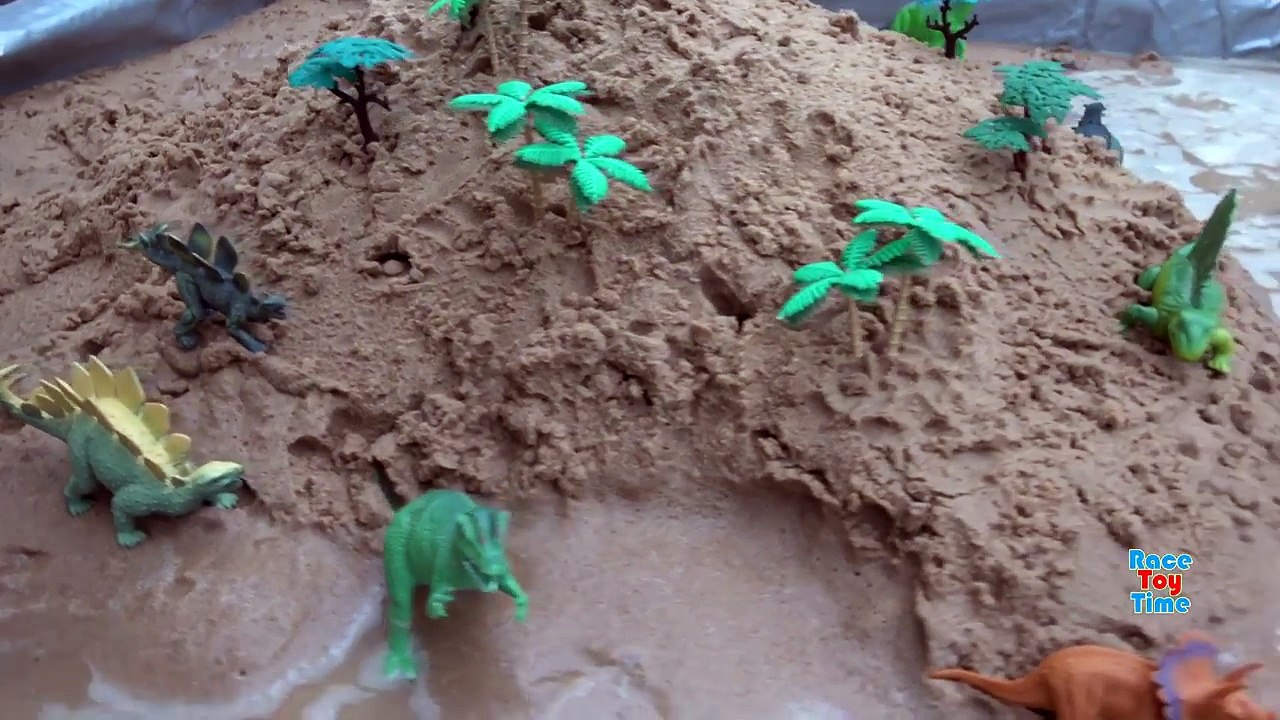Dinosaur Island Sandbox Fun! Learn Dinosaur Names for Kids! Dinosaurs Toys
