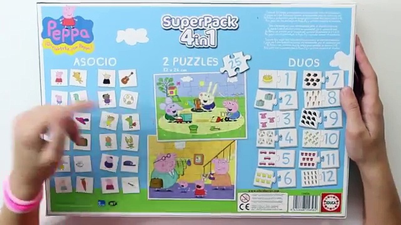 Peppa Pig SuperPack 4 en 1: 2 Puzzle, Juego de Parejas y Números