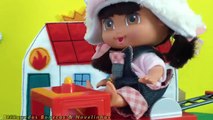 Baby Dora Aventureira ajuda Peppa Pig a salvar o Pig George de cima da árvore caminhão de bombeiros