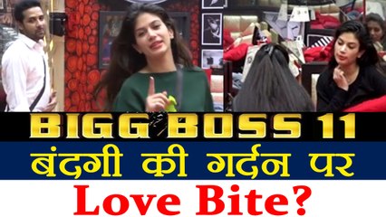 Bigg Boss 11: Sapna Chaudhary SPOTTED Love Bite on Bandgi Kalra's NECK | FilmiBeat
