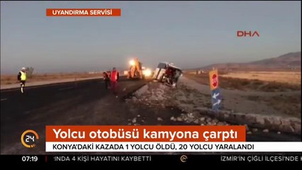 Yolcu otobüsü kamyona çarptı