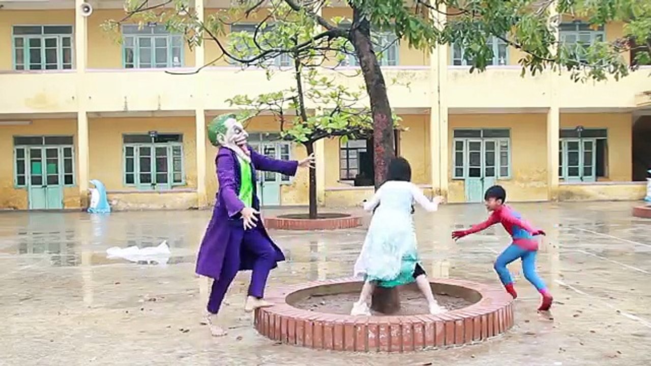 Frozen Elsa vs Superman at SCHOOL Spiderman toys Car Joker Elsa Baby, Anna, Police Superhero funny