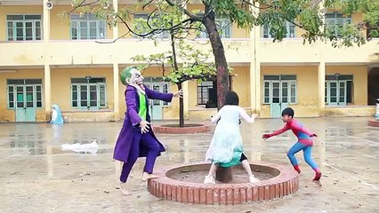 Frozen Elsa vs Superman at SCHOOL Spiderman toys Car Joker Elsa Baby, Anna, Police Superhero funny