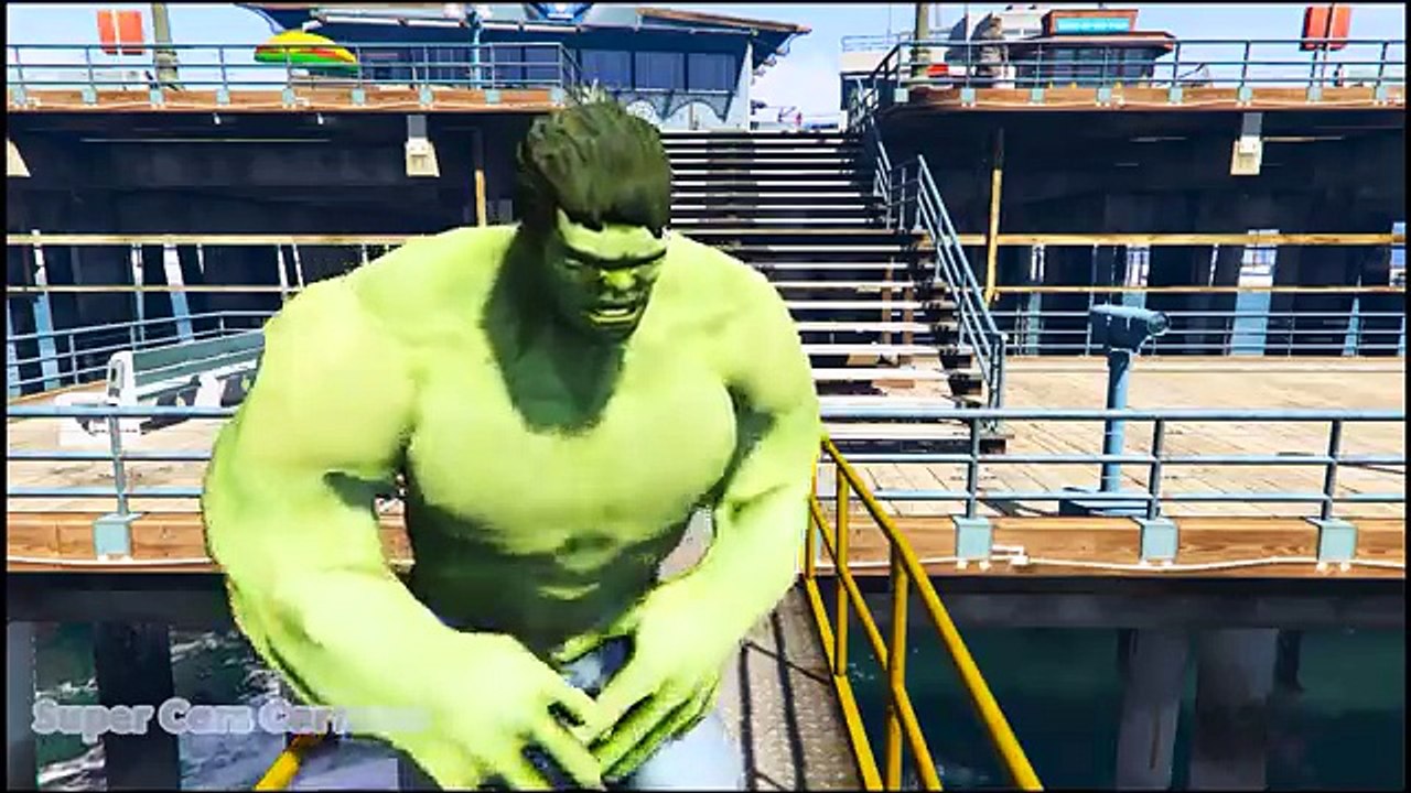 Spiderman and Hulk dive into the water. Cartoon for kids with nursery rhymes songs