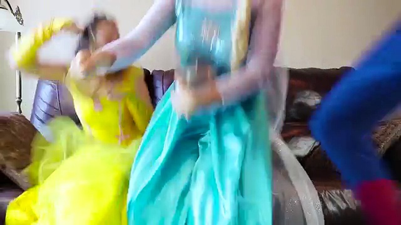 Frozen Elsa CLOTHES SWAP CHALLENGE w/ Spiderman Belle Anna Rapuntzel Fun Superhero in real life IRL