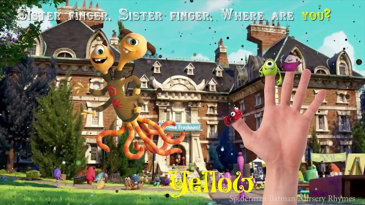 Monsters Inc University Finger Family Nursery Rhymes Lyrics - Monsters University Learning Colors