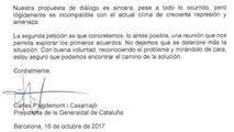Puigdemont no concreta si declaró independencia y ofrece dos meses de diálogo