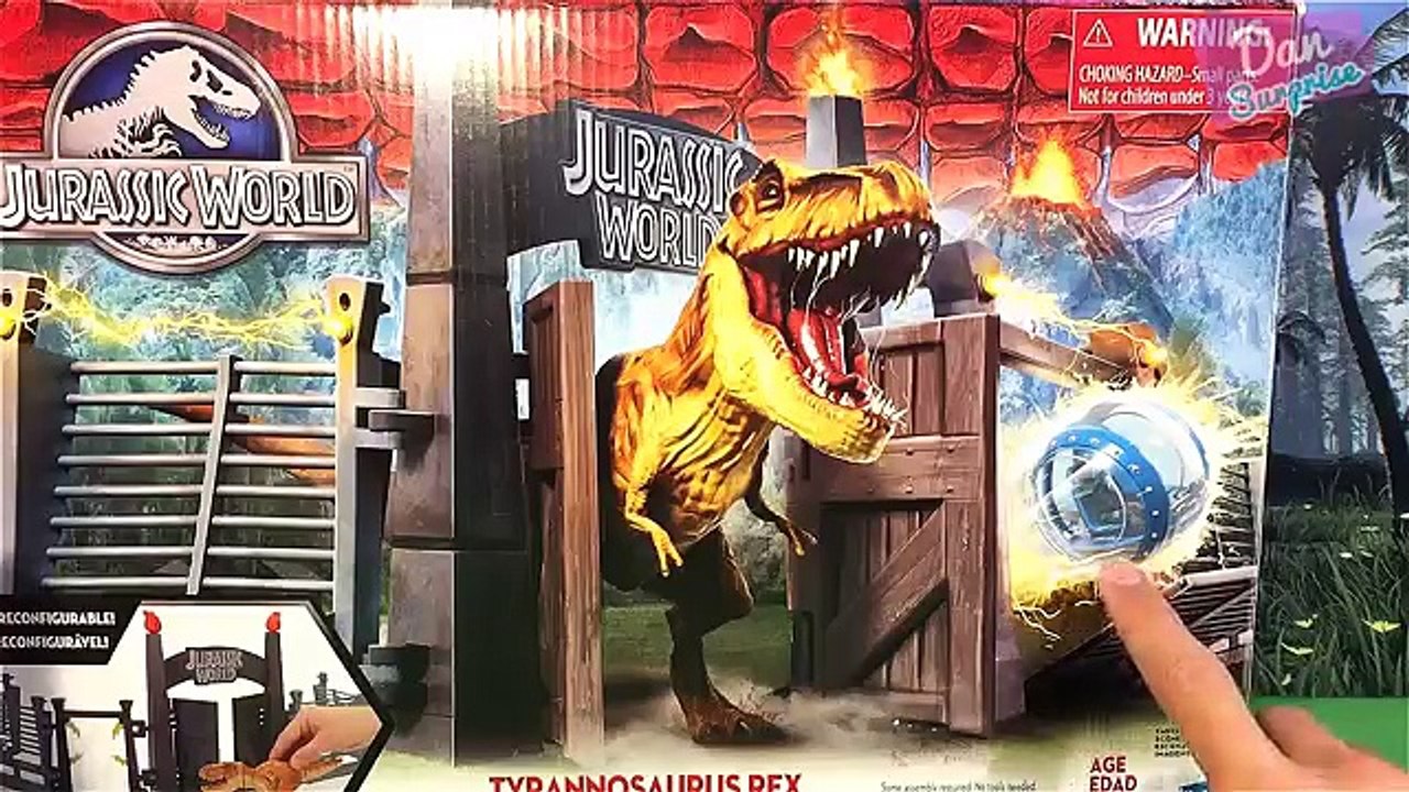 JURASSIC WORLD LOCKDOWN PLAYSET for kids! INDOMINUS REX T-REX Dinosaur Toys with light & sound