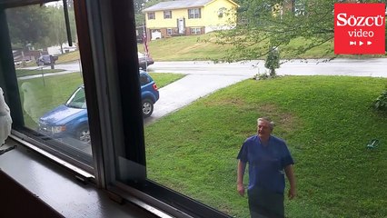 Dostunun eve gelişini sabırsızlıkla bekleyen papağan