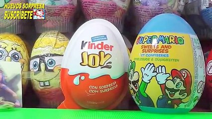 3 huevos con sorpresa kinder joy angry birds, desafio champions y supermario en español castellano