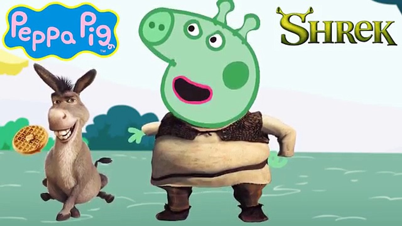 PEPPA PIG Transforms into SHREK & DISNEY PRINCESS Rapunzel | Coloring Videos For Kids