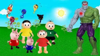 Turma da Monica e Peppa Pig todos miraculous ladybug vs Cascão Hawk Moht