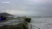 Huge waves batter Wales coastline